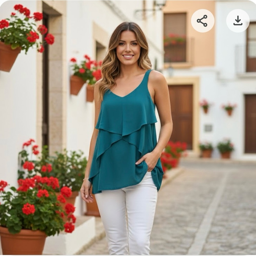 Pins & Needles Teal Layered Blouse